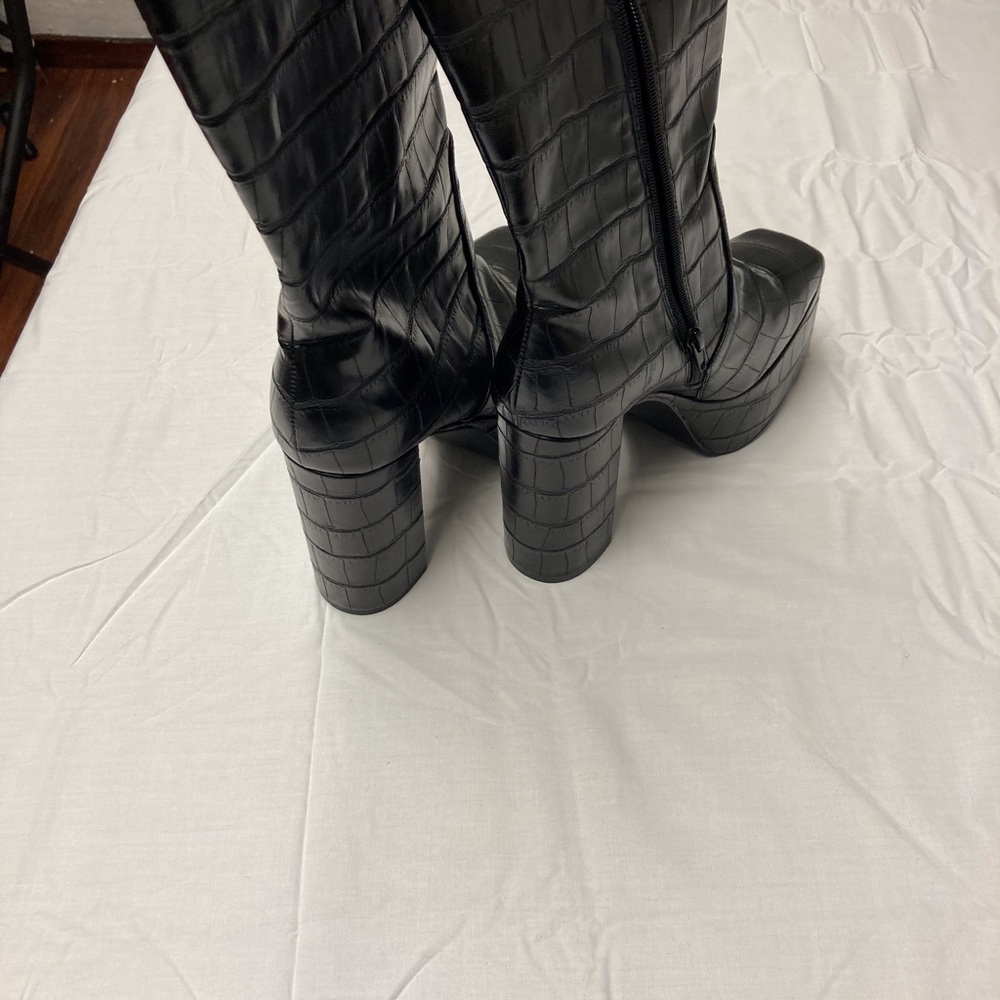 NEW Jeffrey Campbell Platform Boot Croc 8 Black - Picture 6 of 10